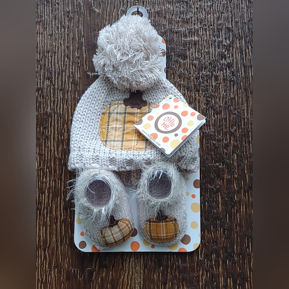 Little Me Baby Pumpkin Autumn Hat and Booties 0-6 months NEW